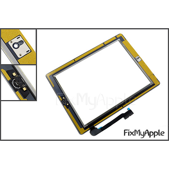 Glass Digitizer Assembly with Home Button, Camera Bracket and Adhesive - White for iPad 4 (iPad with Retina display)
